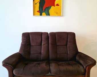 Divano vintage Ekornes reclinabile senza stress della metà del secolo norvegese Designer