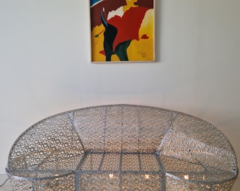 Designer Metal Filigree Illuminated Sofa Mid-Century Modern Interior Design