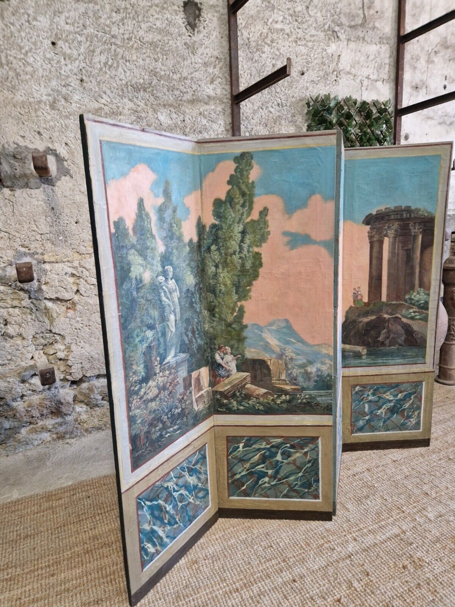 Antique Room Divider Screen Neo Classical Paravent Etsy