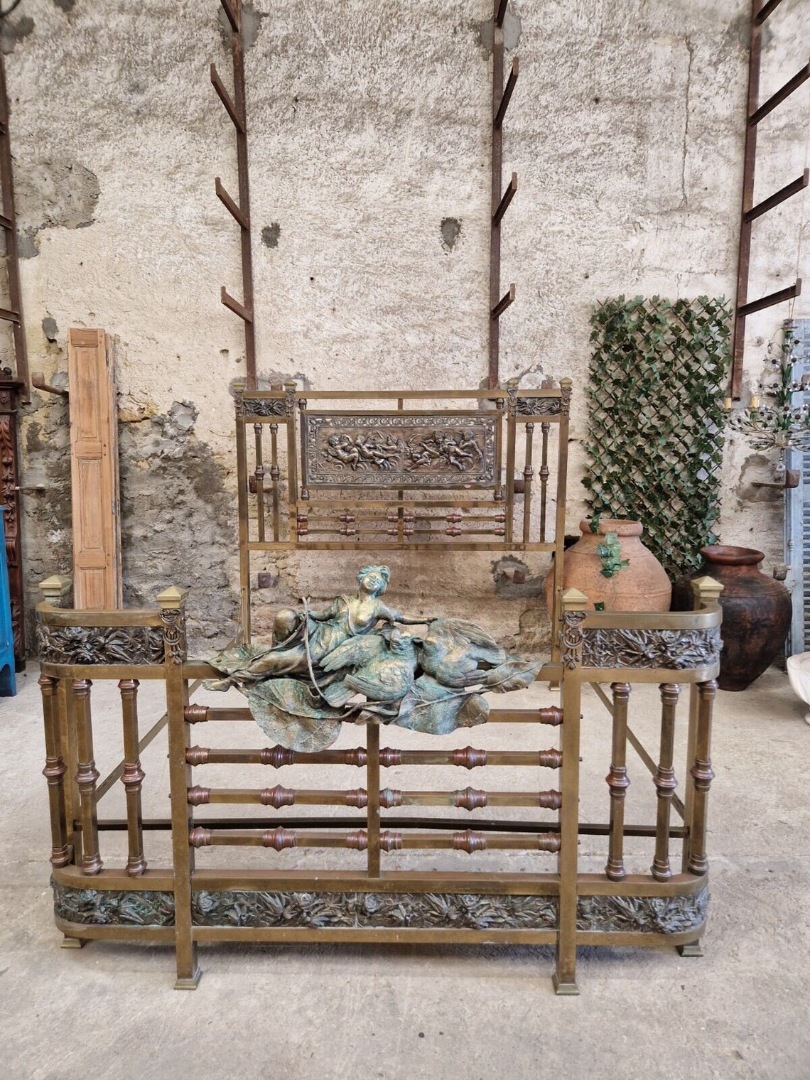 Antique Italian Brass Bed Art Nouveau Period King Size Frame Etsy