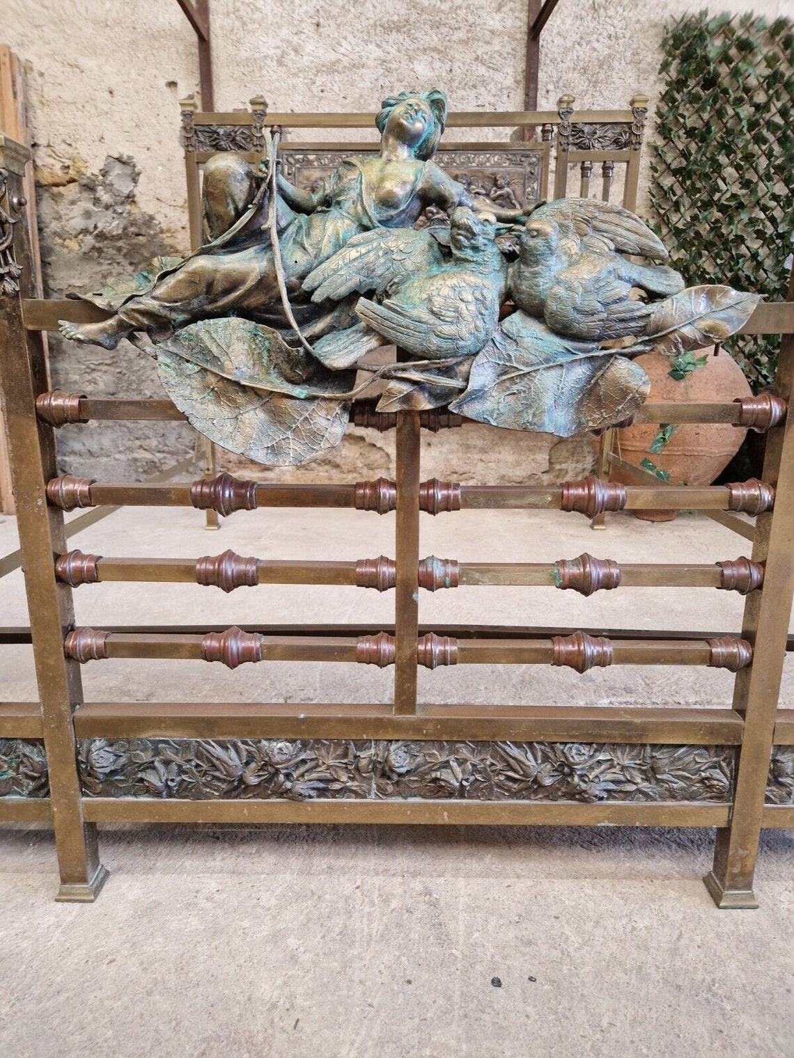 Antique Italian Brass Bed Art Nouveau Period King Size Frame Etsy