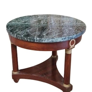 Antique French Gueridon Table with Marble Top