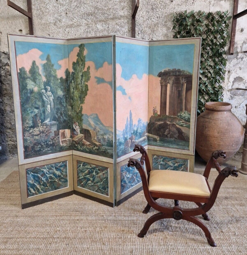 Antique Room Divider Screen Neo Classical Paravent Etsy