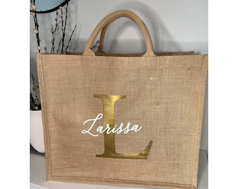 Personalized jute bag with name| Market bag| Shopping bag| personalized bag| Shopper | Gift| Jute bag| Gift