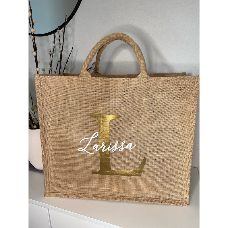 Personalisierte Jutetasche mit Namen Markttasche Einkaufstasche personalisierte Tasche Shopper Geschenk Jutetasche Geschenkidee Bild 1