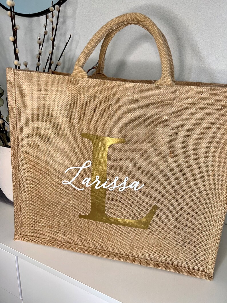 Personalisierte Jutetasche mit Namen Markttasche Einkaufstasche personalisierte Tasche Shopper Geschenk Jutetasche Geschenkidee Bild 6