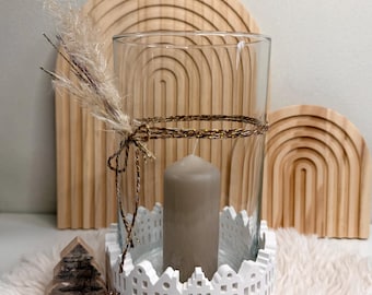 Lantaarn | Decoratieve glazen lantaarn | Lantaarn met huiskrans | Cadeau-idee | Klein huis | Kerstcadeau | Kerstmis | Cadeau