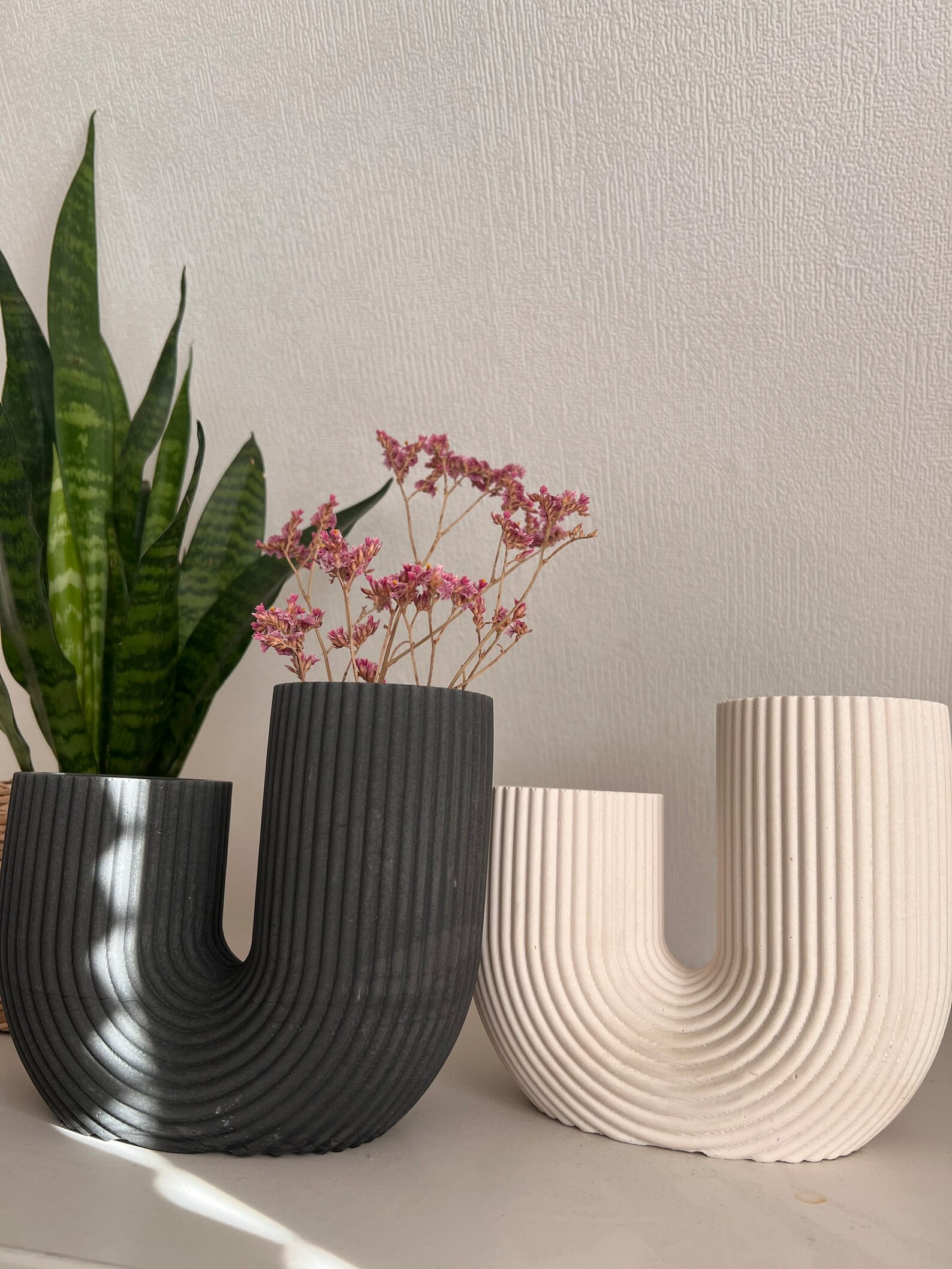 U Form Vase Vase Nordische Design Vase Nordic Jesmonite Etsy.de