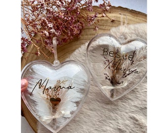 Acrylherz Geschenk zum Muttertag| Herzacrylglas mit Trockenblumen| Trockenblumen| Muttertagsgeschenk| Muttertag| Herzanhänger| Geschenk|