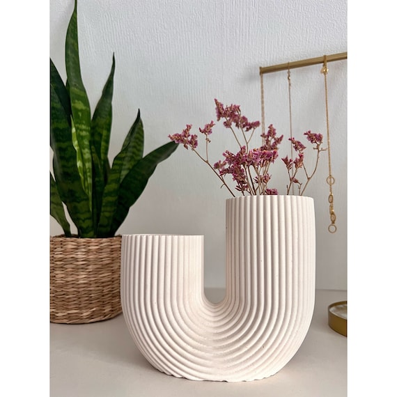 U-shaped Vase | Vase | Nordic Design Vase | Nordic | Jesmonite Vase | Dried Flower Vase | U-shaped Vase | Decorative Vase | Decoration | Candle Holder