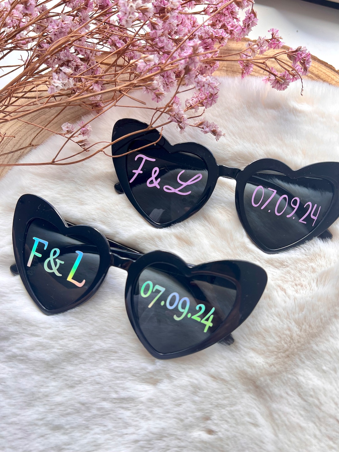 12x Herz Sonnenbrillen Set Mit Stiften - DIY Partybrillen Für Karneval & Hochzeit