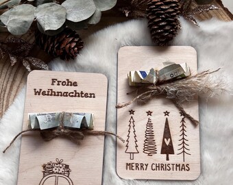 Weihnachtsgeschenk| Weihnachtskarte aus Holz| Geschenkverpackung | Geldgeschenk| Weihnachten| Geschenk| Geschenkidee| XMAS|