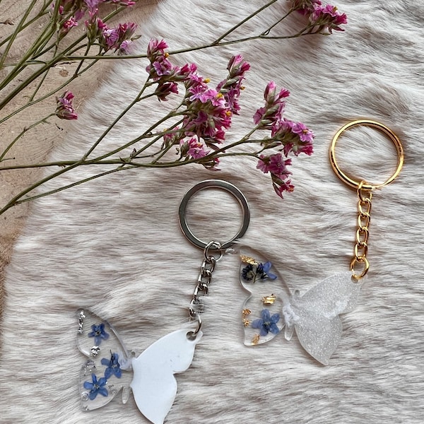 Vergissmeinnicht Schmetterlingsanhänger| Schlüsselanhänger| Schmetterlingschlüsselanhänger| Keychain| Geschenk| Valentinstag| Butterfly