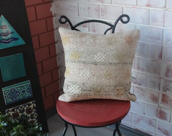 Kelim Kissenbezug, ethnische Kissen, Kelim Kissen, Vintage Kelim Kissen, Bank Kissen, Outdoor-Kissen, Kelim Teppich Kissen / P- 1086