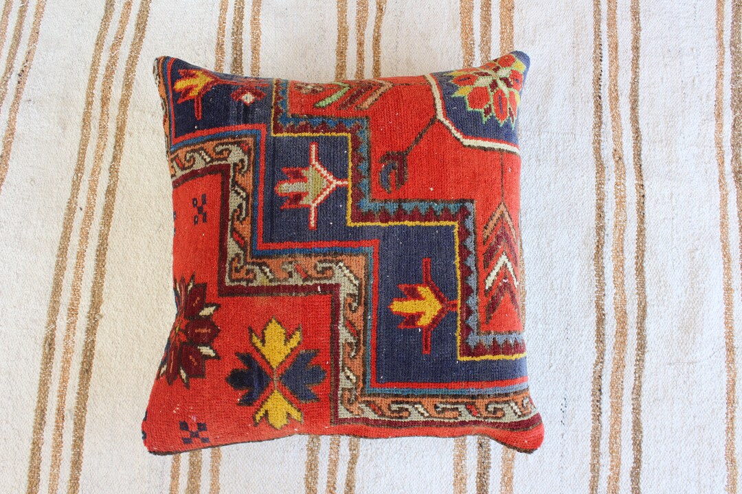 Vintage Red Pillow Red Rug Pillow Vintage Red Pillow Cover Etsy