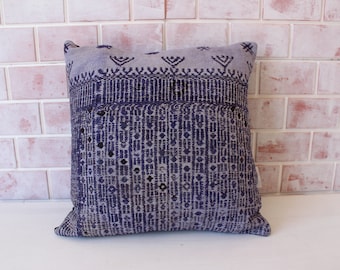 Blue Pillow, Kilim Pillow Cover, Handwoven Pillow, Bohemian Pillow / P-3562 / 20x20