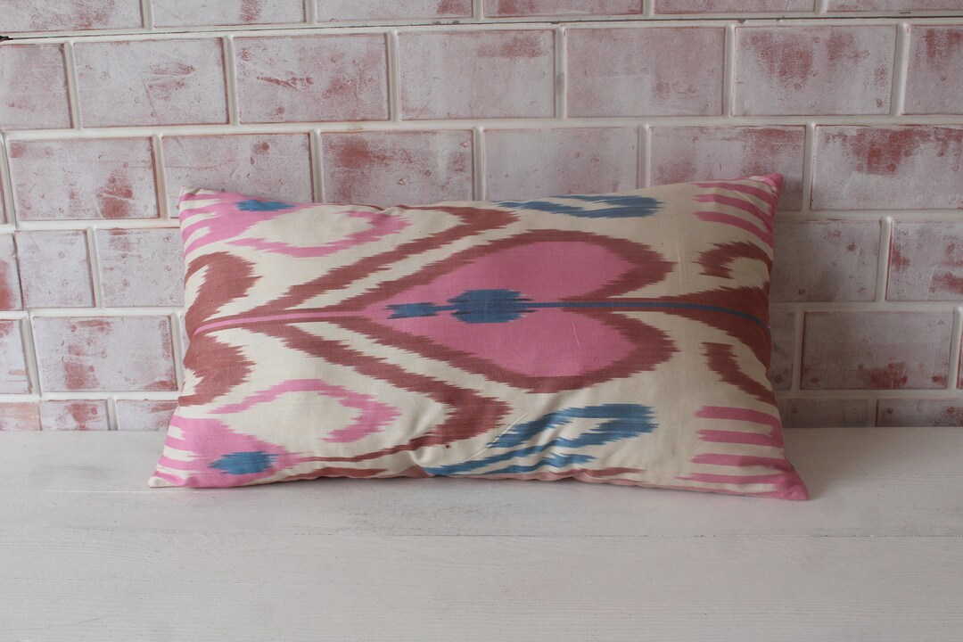 Silk Ikat Pillow Pink Silk Pillow Cover Pink Ikat Pillow Etsy