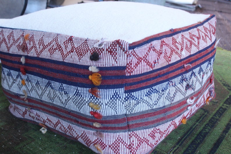 20x20x12 inch Kilim Pouf Vintage Floor Pillow Ethnic Kilim Pouf Bohemian Kilim Pouf