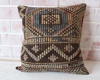 18x18  Kilim Pillow Cover, Ethnic Pillow, Kilim Cushion Cover, Vintage Kilim Pillow, Bench Pillow, Outdoor Pillow, Kilim Rug Pillow / P-259