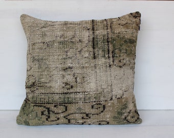 Rug Pillow Cover, 18x18 Pillow Cover, Ethnic Pillow Cover , Pale Rug Cushion, Decorative Pillow , Handwoven Pillow / P-3867-68