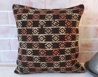 20x20 Kilim Pillow Cover, Ethnic Pillow, Kilim Cushion Cover, Vintage Kilim Pillow, Bench Pillow, Outdoor Pillow, Kilim Rug Pillow /p 230