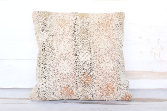 Kilim Pillow Cover, Ethnic Pillow, Kilim Cushion Cover, Vintage Kilim Pillow, Bench Pillow, Outdoor Pillow, Kilim Rug Pillow 16x16 / P-1117