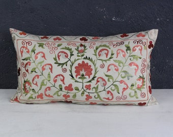 Ethnic Embroidered Pillow Cover, Bohemian Lumbar Pillow, Ethnic Lumbar Pillow Cover / P-5072 /  16x28