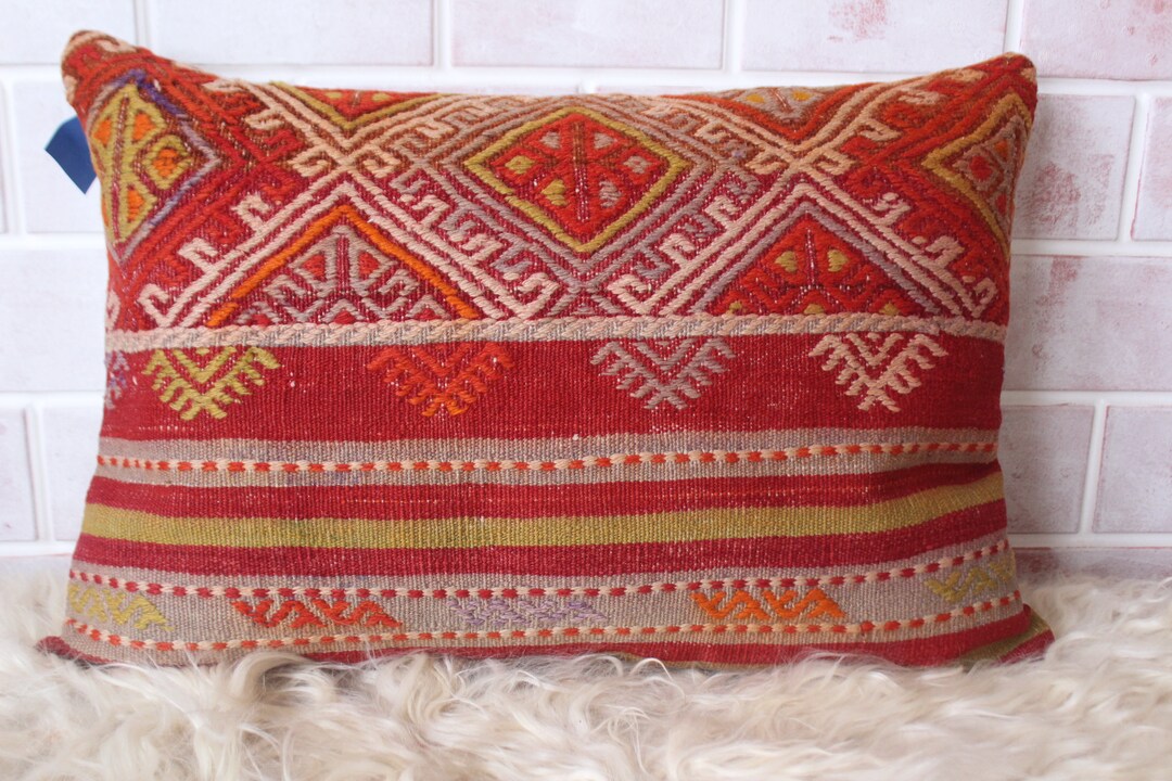 Kilim LUMBAR Pillow Ethnic Kilim Pillow Ethnic Lumbar Etsy