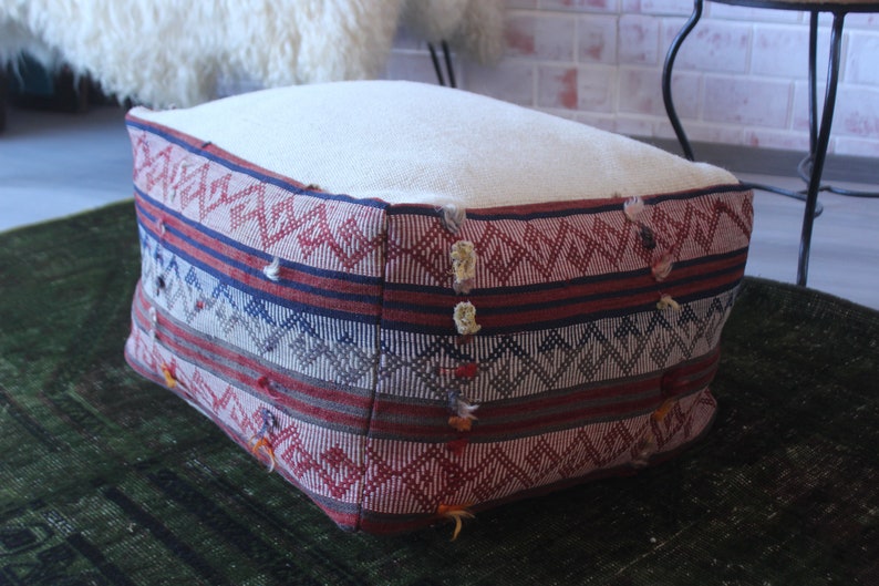 20x20x12 inch Kilim Pouf Vintage Floor Pillow Ethnic Kilim Pouf Bohemian Kilim Pouf