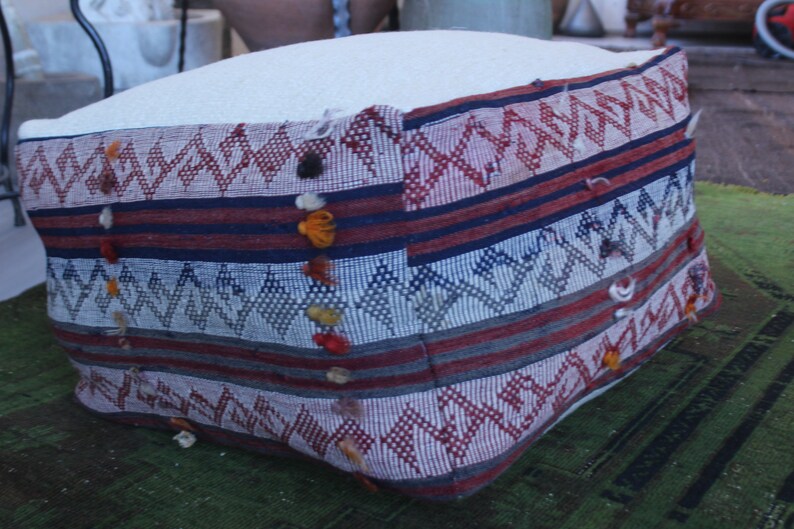 20x20x12 inch Kilim Pouf Vintage Floor Pillow Ethnic Kilim Pouf Bohemian Kilim Pouf