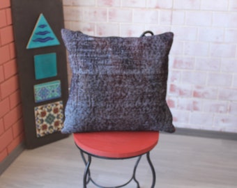 Dark Blue Rug Pillow, Ethnic Rug Pillow, Rug Cushion Cover, Bohemian Pillow, Handwoven Pillow / P-3627 / 20X20