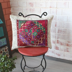 Funda de almohada étnica, funda de almohada rosa, funda de almohada boho, cubierta de cojín rosa / P-1465 / 18x22 pulgadas
