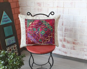 Ethnic Pillow Cover, Pink Pillow Cover, Bohemian Pillow Cover, Pink Cushion Cover / P-1465 / 18x22 inch