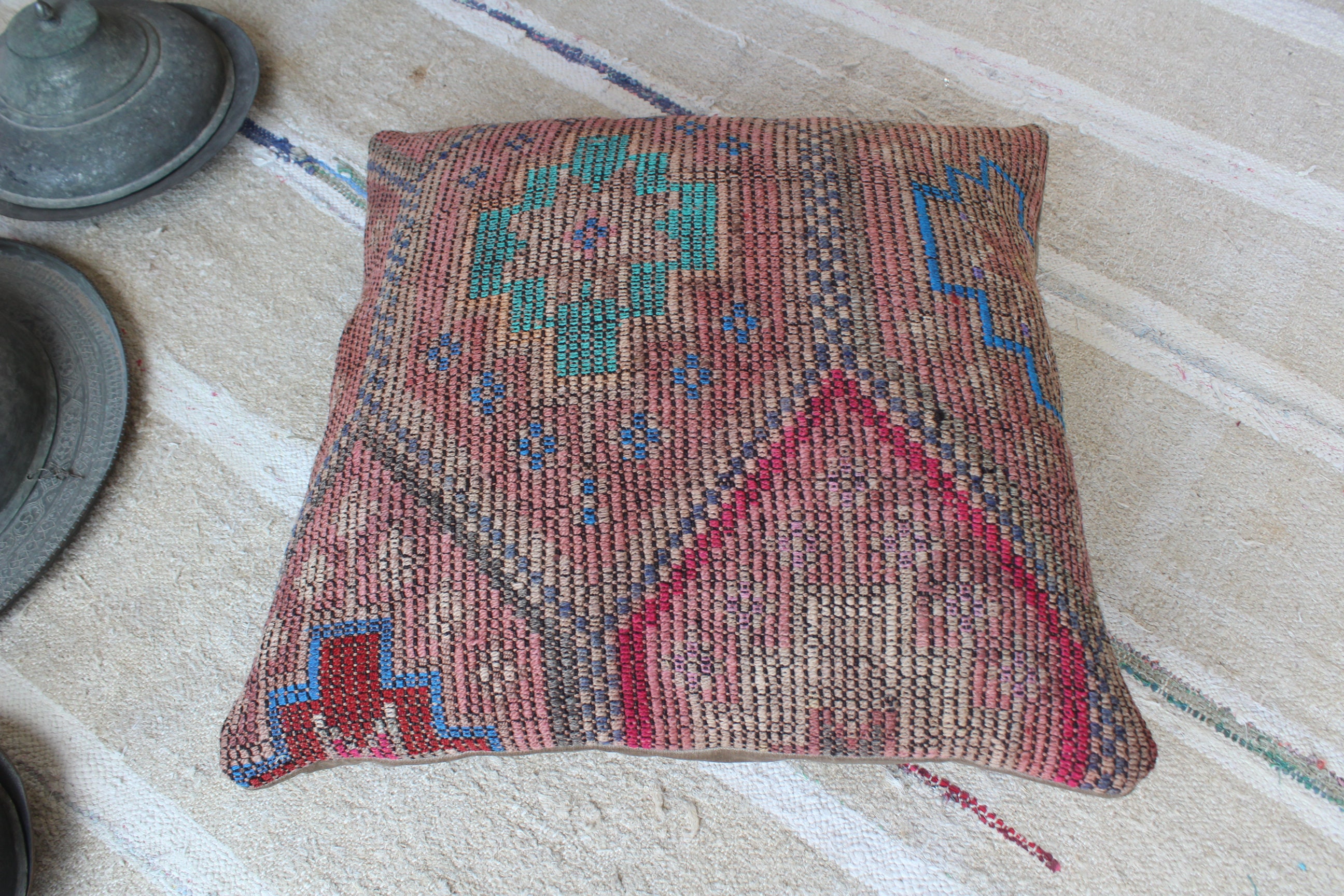 26X26 Ethnic Floor Pillow cover Kilim Floor Pillow Etsy