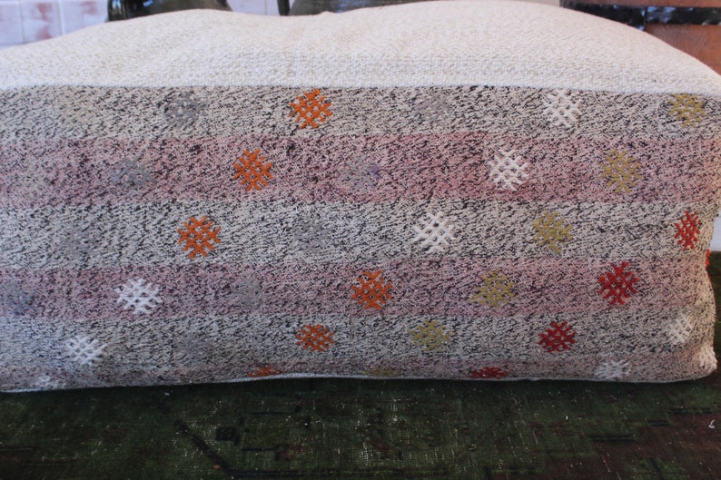 KILIM Table Ethnic Kilim Pouf Large Bohemian Kilim Pouf, Table Pouf