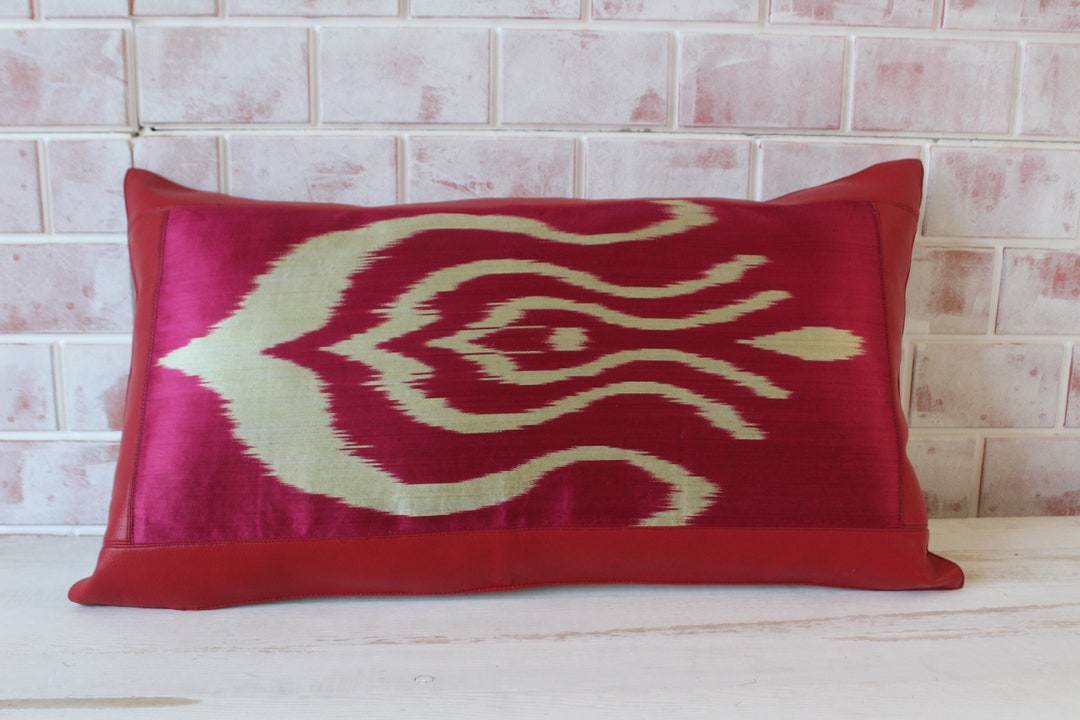 Pink Ikat Pillow Cover Pink Lumbar Pillow Silk Pink Lumbar Etsy UK