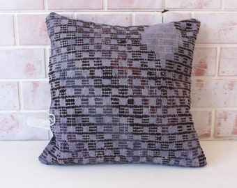 Kilim Pillow Cover, Blue Kilim Cushion, Ethnic Kilim Pillow Cover / P-3626 / 16X16