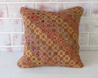 16x16  JIJIM Kilim Pillow , Ethnic Kilim Pillow Cover, Bohemian Pillow Cover / P-3004 -3011 / 16x16