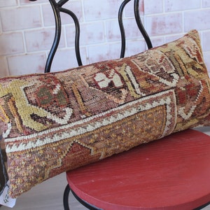 12x24 Rug Lumbar Pillow, 12x24  Pillow, Ethnic Handwoven Pillow Cover / P-4269