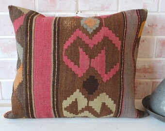20x22 Kilim Pillow Cover, Handwoven Wool Pillow, Decorative Kilim Pillow, Kilim Cushion Cover