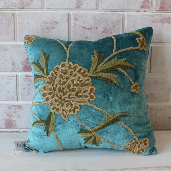 Blue Suzani Pillow Etsy