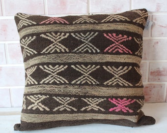 20x20 Kilim Pillow Cover, Ethnic Kilim Pillow, Vintage Kilim Cushion Cover, Decorative Pillow Cover / P-248