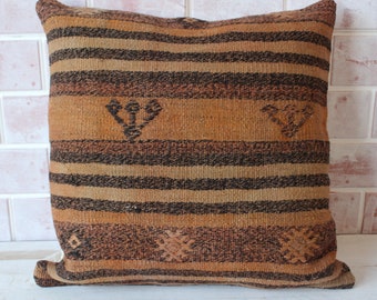 20x20 Ethnic Kilim Pillow, Kilim Cushion Cover, Striped Kilim Pillow Case / P- 239