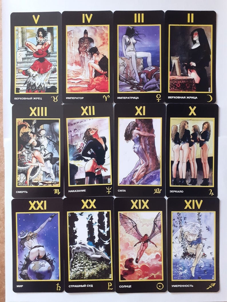erotic tarot of manara 78 card deck sexual tarot etsy