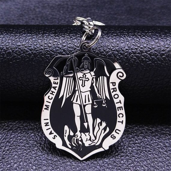 St Michael Keychain I St Michael Pendant Archangel Michael Etsy