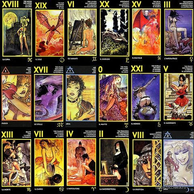 Erotic Tarot By Milo Manara Oracle 78 Card Deck Sexual In Etsy 