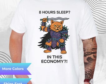 Orange Tabby Cat Warrior T-Shirt – Funny Pet Lover Meme Tee for Sleep-Deprived Humans