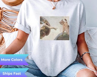 Vintage Cat Graphic Tee Retro Unisex Cotton T Shirt for Cat Lovers