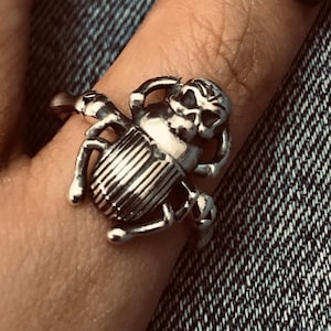 Skeleton Beetle rings// Sterling silver// Handmade solid S925//Unique punk gothic goth biker mens//Skull ring// Oxidized//Gift for him her