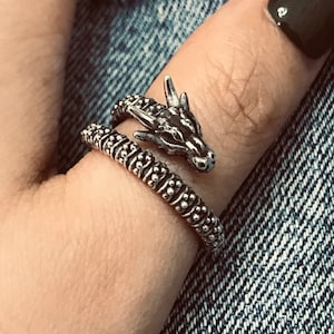 Knochendrache Ringe // Sterling Silber // Handgemachtes massives S925 // Einzigartige Punk Gothic Goth Biker Herren // Schädelring // Oxidierter Schmuck // Geschenk für ihn sie